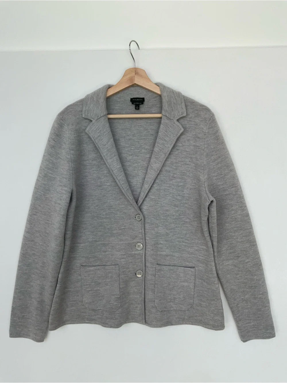 Talbots Gray Merino Sweater Blazer